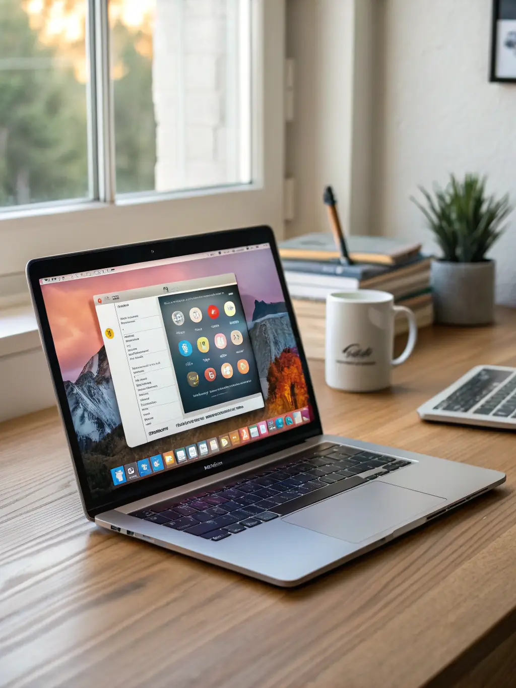 An attractive image of the newest Apple MacBook Pro, focusing on its sleek design and powerful performance, set in a creative workspace.