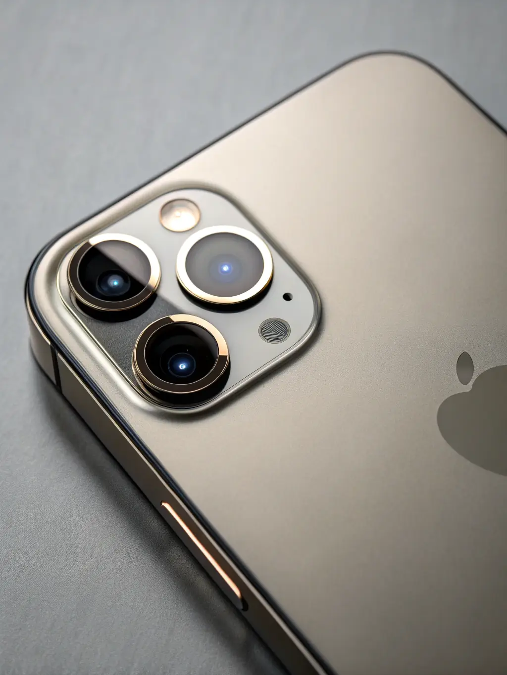 A high-quality image of the latest iPhone model, showcasing its sleek design and advanced camera features, in a well-lit studio setting.