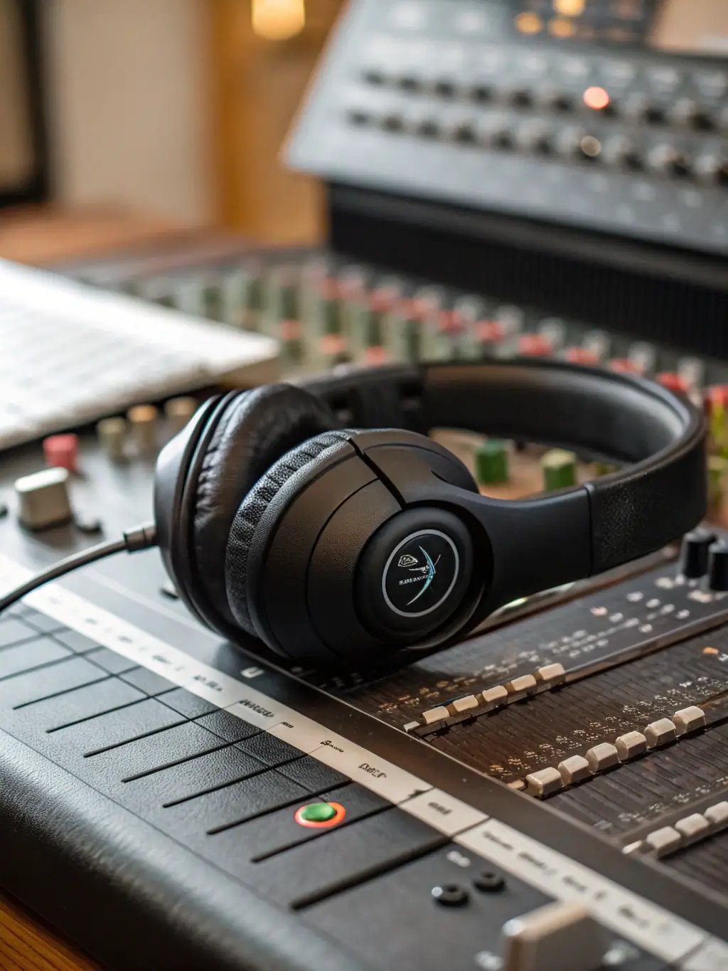 A professional shot of the latest Sony noise-canceling headphones, highlighting their comfort and sound quality, in a quiet, minimalist environment.